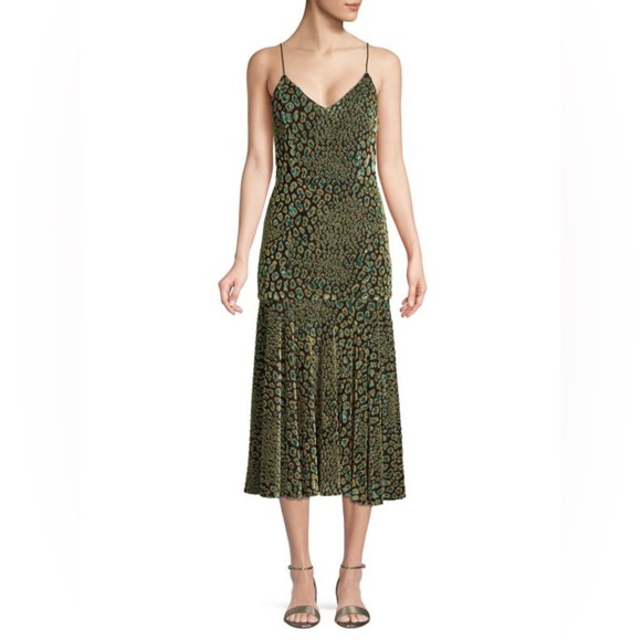 NWT Caroline Constas Kai Metallic Leopard Print FilCoupè Slip Long Dress Size M - Picture 1 of 11